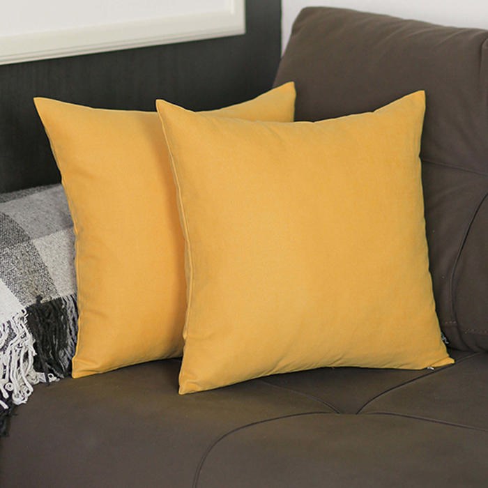 Honey Set of 2 Decorative Throw Pillow Cover Solid Color Lumbar & Square Pillowcase for Couch, Bedding