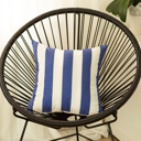 Blue Single Decorative Geometric Stripe Throw Pillow Cover 18" in. x 18" in. Square for Couch, Bedding