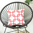 Square 18" x 18" Red & White Decorative Geometric Single Throw Pillow Cover 18" in. x 18" in. Square for Couch, Bedding