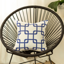 Square 18" x 18" Blue & White Decorative Geometric Single Throw Pillow Cover 18" in. x 18" in. Square for Couch, Bedding