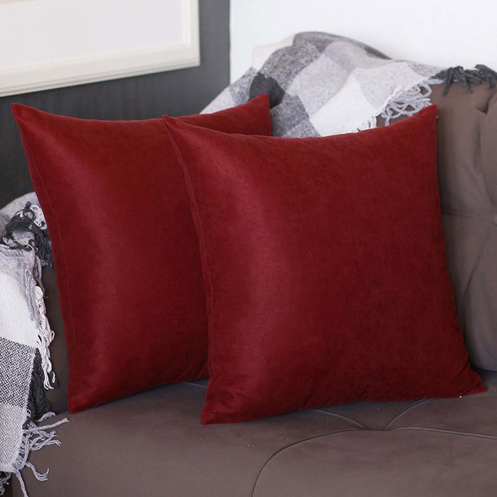 Honey Set of 2 Decorative Throw Pillow Cover Solid Color Lumbar & Square Pillowcase for Couch, Bedding