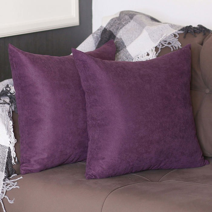 Honey Set of 2 Decorative Throw Pillow Cover Solid Color Lumbar & Square Pillowcase for Couch, Bedding