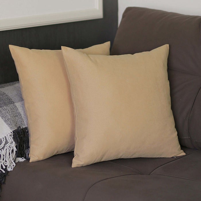 Honey Set of 2 Decorative Throw Pillow Cover Solid Color Lumbar & Square Pillowcase for Couch, Bedding
