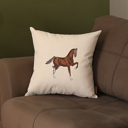 18X18" Single Country Embroidered Horse Boho Throw Pillow Cover Solid Beige & Brown Square & Lumbar for Couch, Bedding