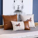  Country Embroidered Horse Boho Throw Pillow Cover Solid Beige & Brown Square & Lumbar for Couch, Bedding