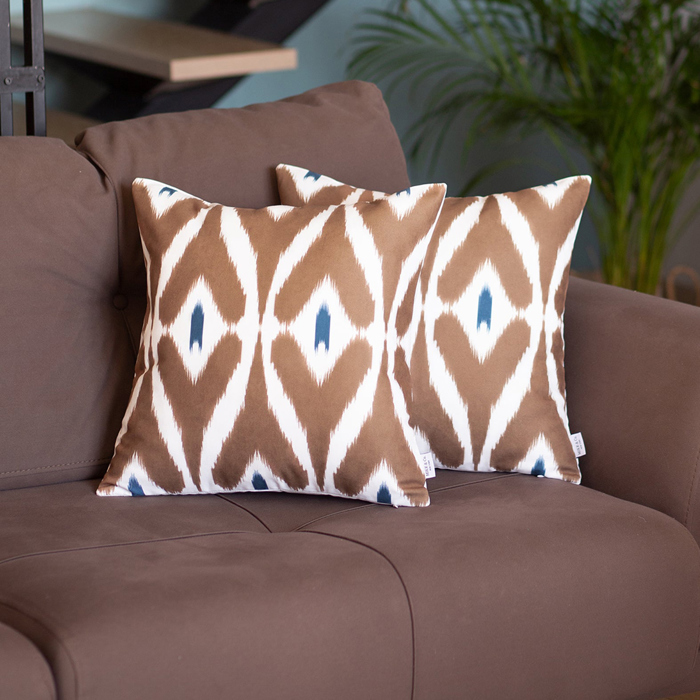 Ikat Lumbar 12"x 20" & Square 18"x 18" Boho Throw Pillow Covers Sets