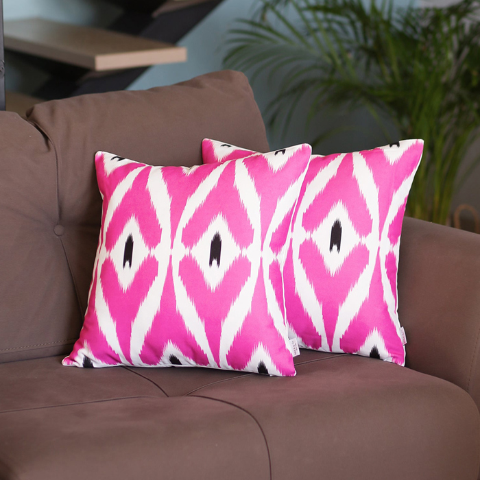 Ikat Lumbar 12"x 20" & Square 18"x 18" Boho Throw Pillow Covers Sets