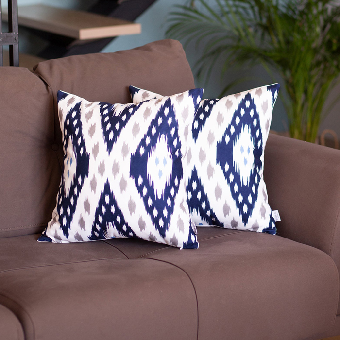 Ikat Lumbar 12"x 20" & Square 18"x 18" Boho Throw Pillow Covers Sets