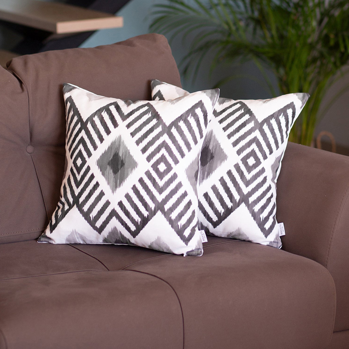 Ikat Lumbar 12"x 20" & Square 18"x 18" Boho Throw Pillow Covers Sets