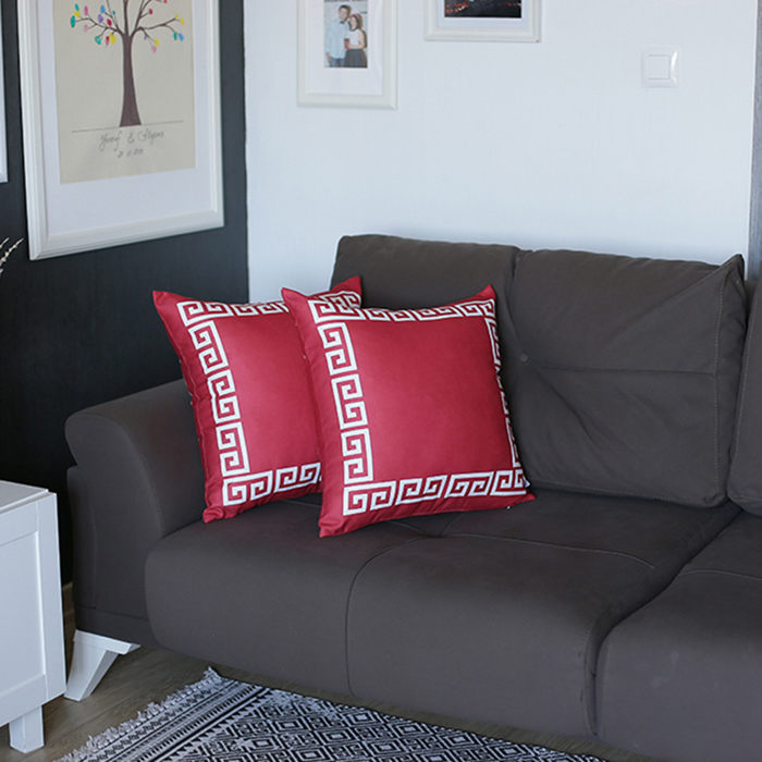 Decorative Throw Pillow Cover Greek Key Square & Lumbar for Couch, Bedding