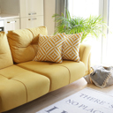 Square 18" x 18" Yellow, White Decorative Geometric Diagonal Set of 2 Throw Pillow Cover 18" in. x 18" in. Square for Couch, Bedding