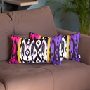 Purple - 12x20 2-piece Ikat Lumbar 12"x 20" & Square 18"x 18" Boho Throw Pillow Covers Sets