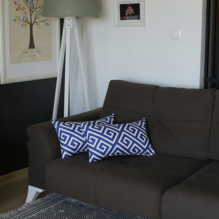 Decorative Throw Pillow Cover Greek Key Square & Lumbar for Couch, Bedding