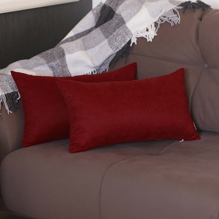 Honey Set of 2 Decorative Throw Pillow Cover Solid Color Lumbar & Square Pillowcase for Couch, Bedding