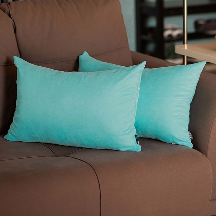 Honey Set of 2 Decorative Throw Pillow Cover Solid Color Lumbar & Square Pillowcase for Couch, Bedding