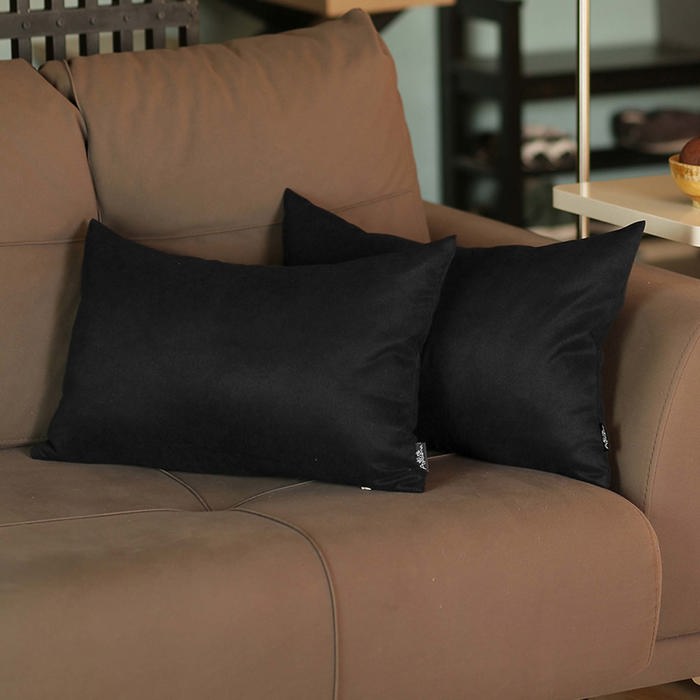 Honey Set of 2 Decorative Throw Pillow Cover Solid Color Lumbar & Square Pillowcase for Couch, Bedding
