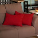 Red 12X20" Honey Set of 2 Decorative Throw Pillow Cover Solid Color Lumbar & Square Pillowcase for Couch, Bedding