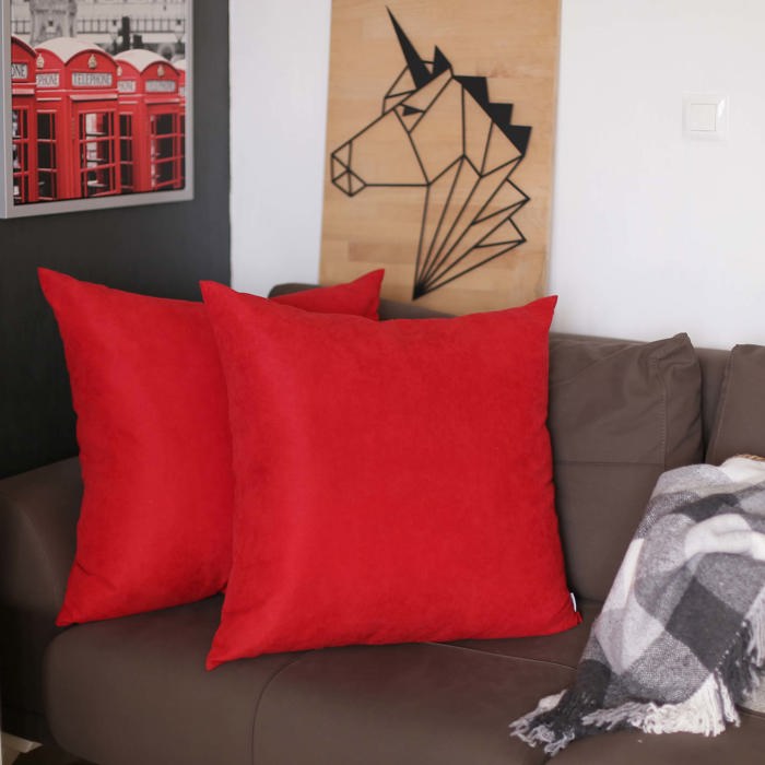 Honey Set of 2 Decorative Throw Pillow Cover Solid Color Lumbar & Square Pillowcase for Couch, Bedding