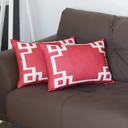 Lumbar 12" x 20" Red & White Decorative Geometric Set of 2 Throw Pillow Cover for Couch, Bedding