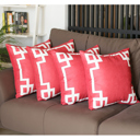 Square 20" x 20" Red & White Decorative Geometric Set of 4 Throw Pillow Cover for Couch, Bedding