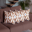 Brown - 18x18 4-piece Ikat Lumbar 12"x 20" & Square 18"x 18" Boho Throw Pillow Covers Sets