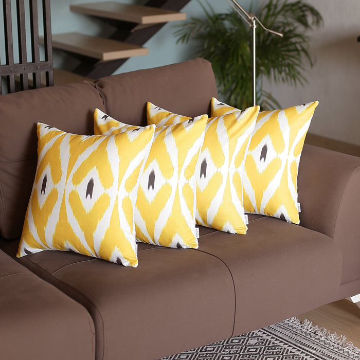 Ikat Lumbar 12"x 20" & Square 18"x 18" Boho Throw Pillow Covers Sets