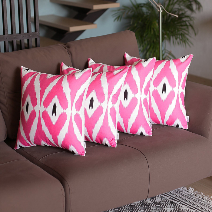 Ikat Lumbar 12"x 20" & Square 18"x 18" Boho Throw Pillow Covers Sets