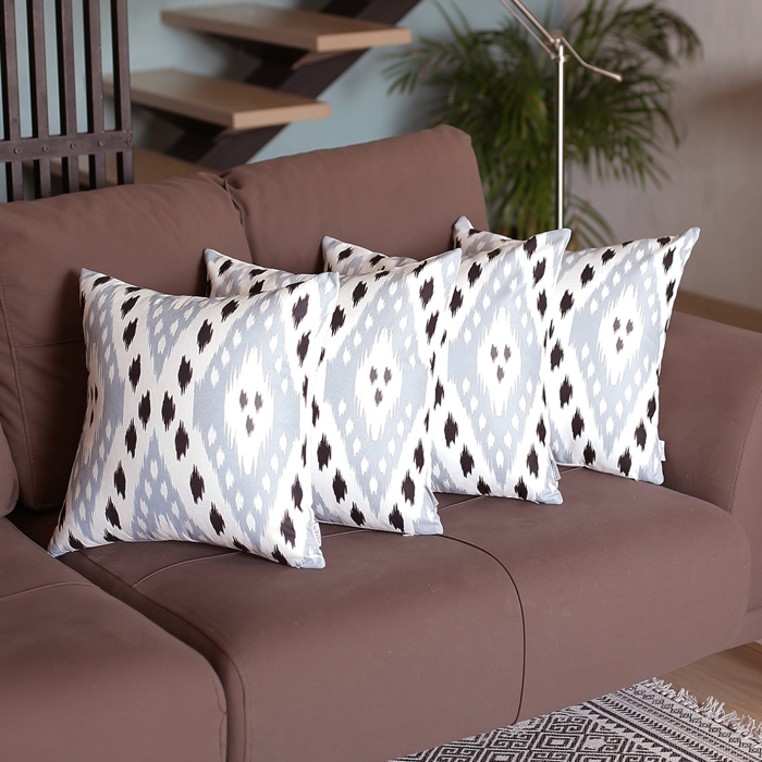 Ikat Lumbar 12"x 20" & Square 18"x 18" Boho Throw Pillow Covers Sets