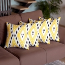 Yellow - 18x18 4-piece Ikat Lumbar 12"x 20" & Square 18"x 18" Boho Throw Pillow Covers Sets