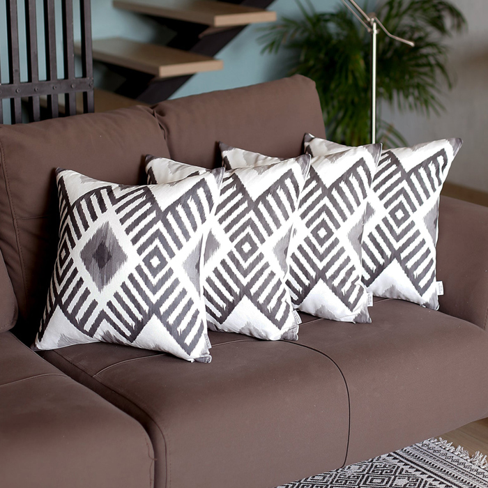 Ikat Lumbar 12"x 20" & Square 18"x 18" Boho Throw Pillow Covers Sets