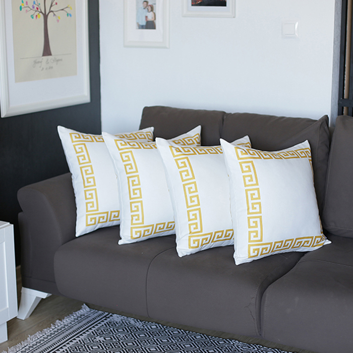 Decorative Throw Pillow Cover Greek Key Square & Lumbar for Couch, Bedding
