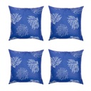 Blue & White 4 covers Nautical Coastal Reef Decorative Single Throw Pillow Cover 18" in. x 18" in. Square