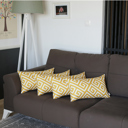 Yellow - 12x20 4-piece Decorative Throw Pillow Cover Greek Key Square & Lumbar for Couch, Bedding
