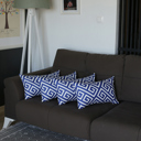 Blue - 12x20 4-piece Decorative Throw Pillow Cover Greek Key Square & Lumbar for Couch, Bedding