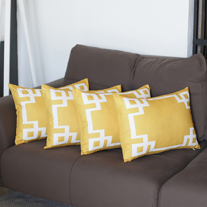 Decorative Geometric Set of 4 Throw Pillow Cover for Couch, Bedding