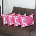 Lumbar 12" x 20" Pink & White Decorative Geometric Set of 4 Throw Pillow Cover for Couch, Bedding