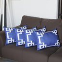 Lumbar 12" x 20" Blue & White Decorative Geometric Set of 4 Throw Pillow Cover for Couch, Bedding