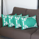 Lumbar 12" x 20" Green & White Decorative Geometric Set of 4 Throw Pillow Cover for Couch, Bedding