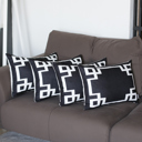 Lumbar 12" x 20" Black & White Decorative Geometric Set of 4 Throw Pillow Cover for Couch, Bedding