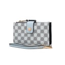 Light Blue Printed MKF Collection Solene Monogram Wristlet by Mia K.