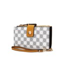 Mustard Printed MKF Collection Solene Monogram Wristlet by Mia K.