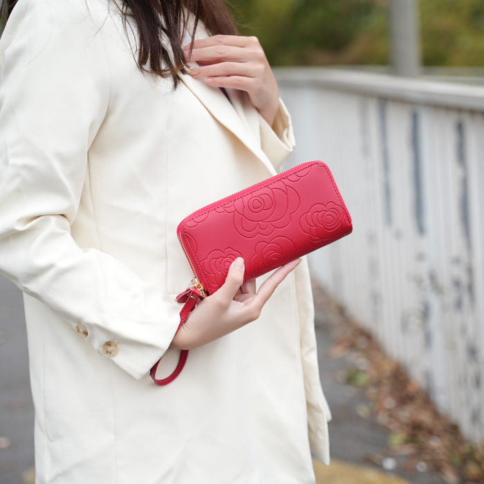 MKF Collection Ellie Genuine Leather Flower-Embossed Women’s Wristlet Wallet by Mia K