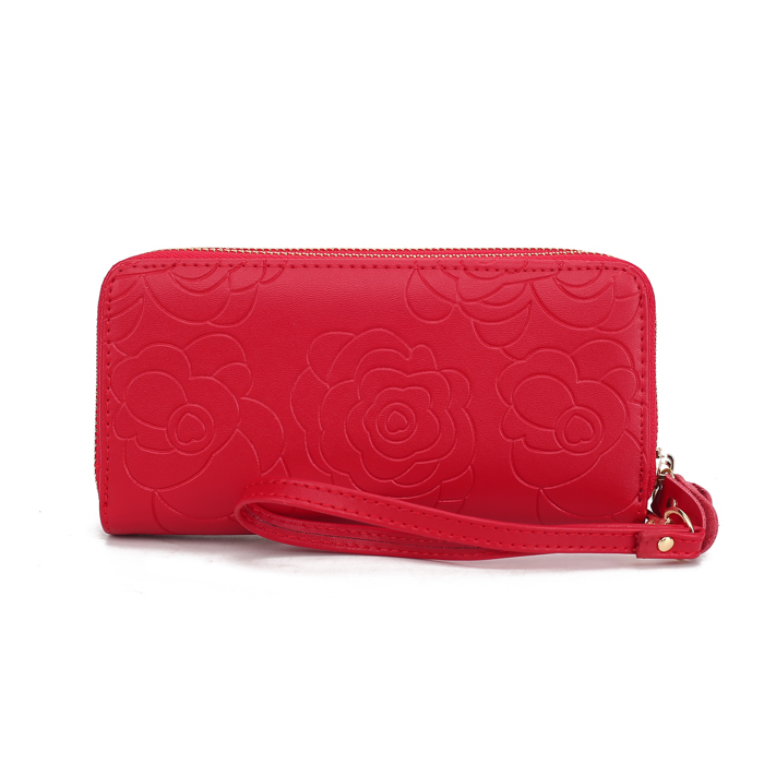 MKF Collection Ellie Genuine Leather Flower-Embossed Women’s Wristlet Wallet by Mia K