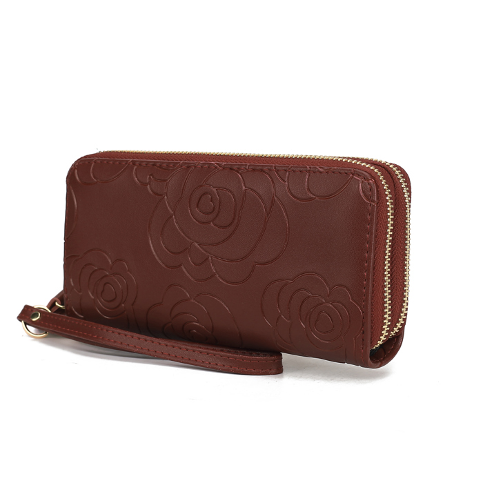 MKF Collection Ellie Genuine Leather Flower-Embossed Women’s Wristlet Wallet by Mia K