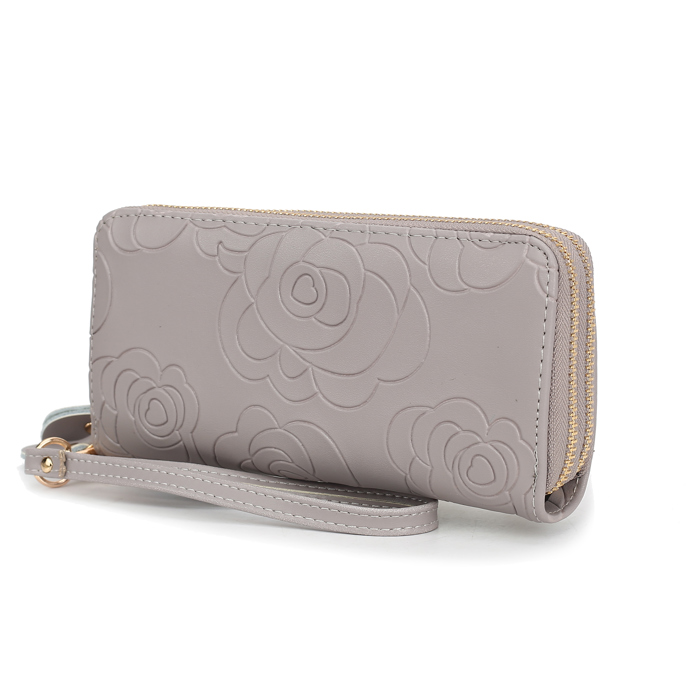 MKF Collection Ellie Genuine Leather Flower-Embossed Women’s Wristlet Wallet by Mia K
