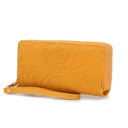 Mustard Floral MKF Collection Ellie Genuine Leather Flower-Embossed Women’s Wristlet Wallet by Mia K