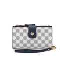 Navy Printed MKF Collection Solene Monogram Wristlet by Mia K.