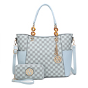 Light Blue Printed MKF Collection Merlina Tote Bag and Wallet Set By Mia K.