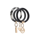 Charcoal Black Black MKF Collection Jasmine Bangle Bracelet Keyring Set by Mia K.