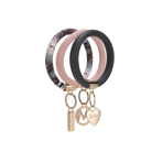 Charcoal Pink Mauve MKF Collection Jasmine Bangle Bracelet Keyring Set by Mia K.